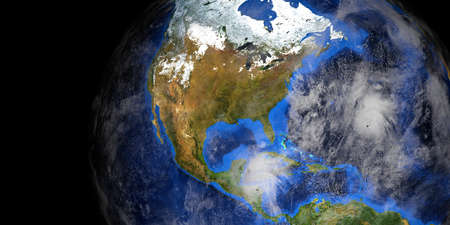 Hurricane Epsilon shown from Space. Extremeley detailed and realistic high resolution 3D rendering.の写真素材