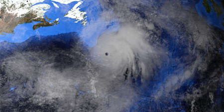 Hurricane Zeta and Epsilon with Earth shown from Space.の写真素材