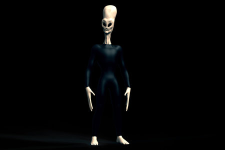 Grey Alien Humanoid ET Creature with long head. Extremely detailed and realistic high resolution 3d...