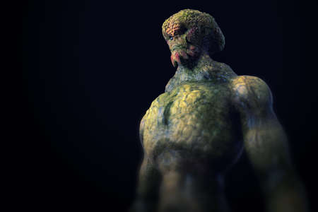 Alien Reptile ET Creature on black Background. Extremeley detailed 3d render.の写真素材