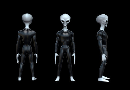 Alien Gray Humanoid ET Extraterrestrial character. Extremely detailed and realistic very high resolution 3d renderの写真素材