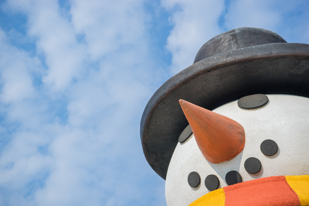 Snowman under the clear skyの写真素材