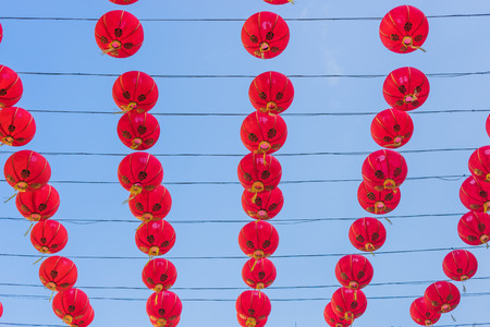 Chinese lanterns in china town (Bangkok, Thailand) during chinese new year.の写真素材