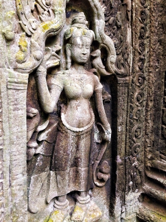 The wall art architectural of ancient time in Angkor Wat Cambodia の素材