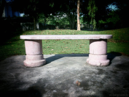 Concrete bench at a nearby parkの素材