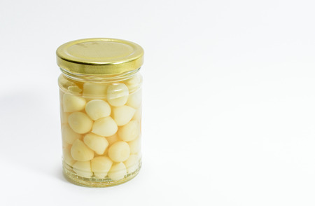 Delious Thai pickled garlic in a bottleの写真素材