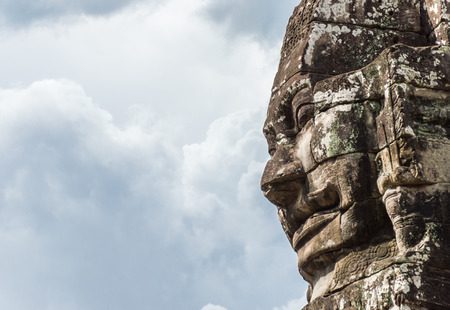 One of Buddha's faces at the Bayon Templeの写真素材