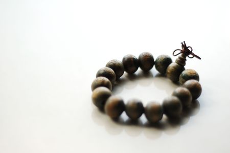 Buddhist wrist wooden Bead braceletの写真素材