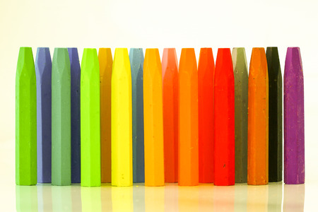 colorful of crayon stand on white isolate backgroundの写真素材
