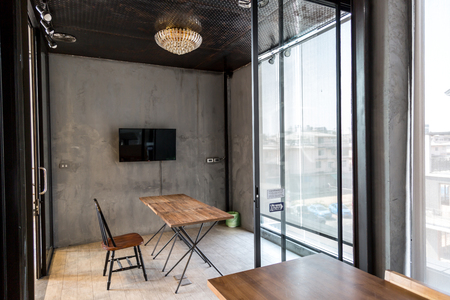 beautiful coffee shop or cafe restaurant:  Interior design of a cafe. Retro style with modern approachのeditorial素材
