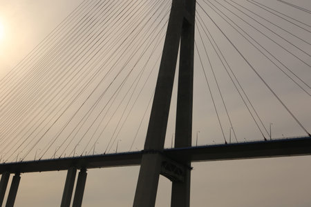 Photo of the longest cable-stayed bridge in the world - Russky, built in 2012 in the far eastern...