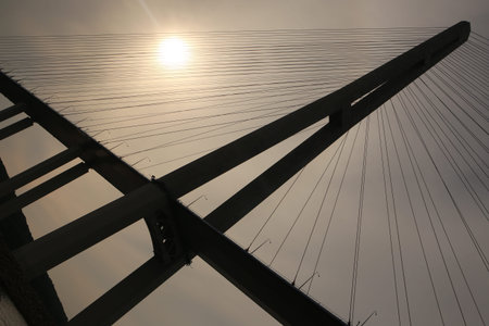 Photo of the longest cable-stayed bridge in the world - Russky, built in 2012 in the far eastern...