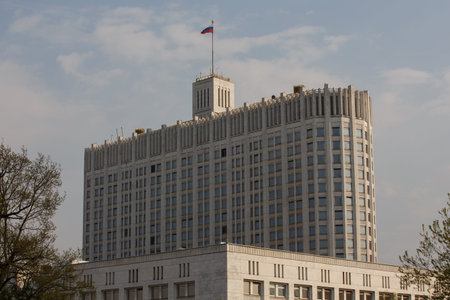 MOSCOW / RUSSIA - 20/04/2019 day shot of the House of the Government of the Russian Federation...