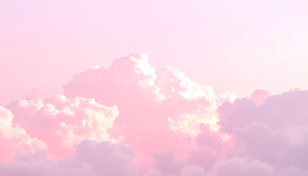 A beautiful serene pink pastel sky, dreamy cloud background. abstract sunset sunrise view feeling calm, peaceful, romantic with soft warm lightの素材
