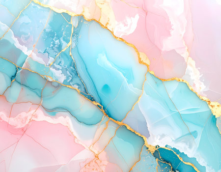 An elegant abstract background texture with luxury marble pattern. beautiful blue, pink, and gold alcohol ink creates calm and sophisticated fluid art designの素材