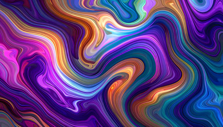 A mesmerizing abstract background with colorful liquid swirl pattern. this vibrant holographic fluid art creates dynamic and energetic feelingの素材
