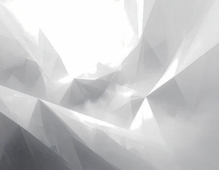 A modern abstract background with white and grey geometric polygon pattern. elegant light and shadow create dynamic and complex feelingの素材