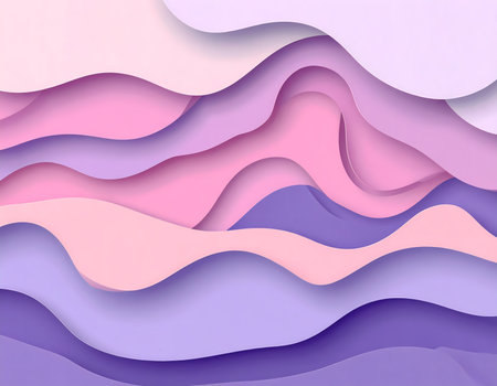 A calm abstract background with modern paper cut design. wavy pastel color layer create beautiful, creative pattern with shadow and depthの素材