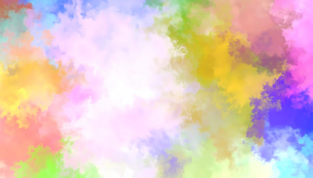 Joyful abstract background with soft colorful paint and art texture. creative design of cloud and smoke blending in pastel watercolor style, creating dreamy vibrant wallpaperの素材