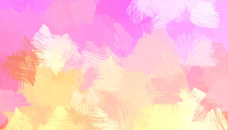 Joyful abstract background with vibrant, colorful brushstrokes. modern digital painting texture shows an energetic art pattern in shades of pink and yellow, creative designの素材