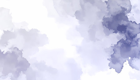 Serene abstract watercolor background with soft purple blue paint splash. Artistic hand drawn ink wash texture design element for wallpaper, backdrop or decorationの素材