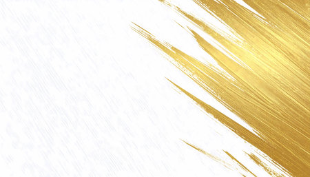Elegant gold abstract background with brush stroke texture design. This luxurious golden art on white backdrop offers creative, modern, and artistic wallpaper elementの素材