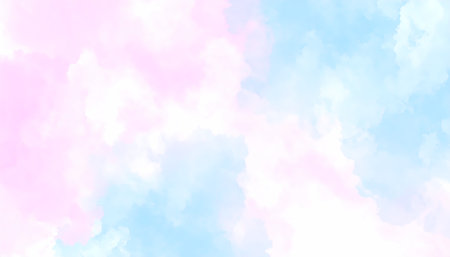 Soft abstract background with pink and blue watercolor paint texture. dreamy, gentle and ethereal artistic backdrop with pastel color palette for calm, peaceful design conceptの素材