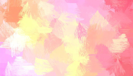 Cheerful abstract background with colorful paint texture. vibrant artistic pattern of soft pink and yellow brushstrokes creating joyful, creative, and modern backdropの素材