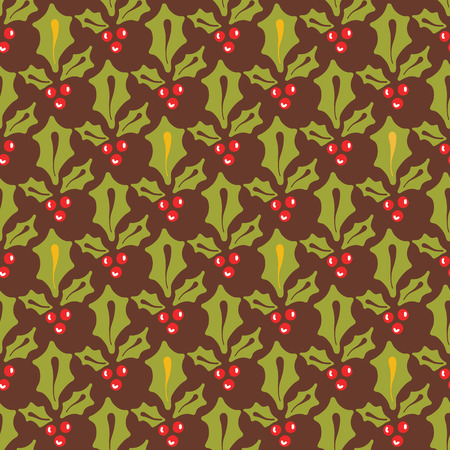 Festive Christmas Holly Berries Design seamless patternの写真素材