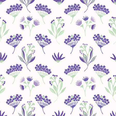 Purple and Green Seed Pods Seamless Berriesのイラスト素材