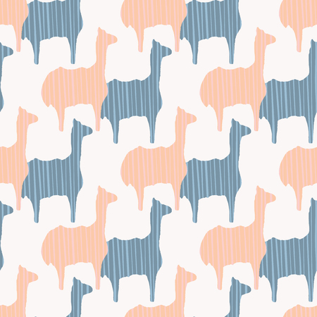 Pastel Pink and Blue Llama Silhouette Seamlessのイラスト素材