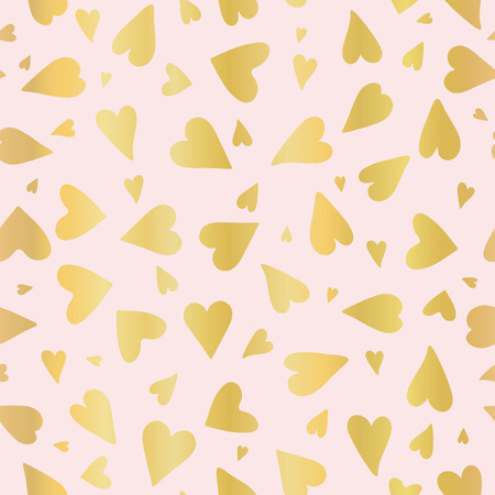 Luxe Rose Gold Love Hearts Sprinkles Texture Pattern, Seamless Vector Background, Romantic Ditsy Foiled Heart Confetti Illustration for Pink Valentines Wedding Invitations, Metallic Party Stationeryのイラスト素材