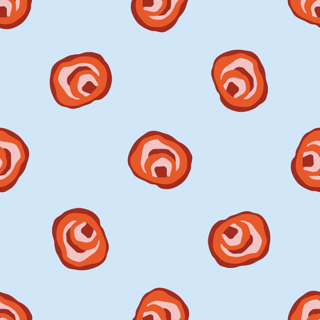 Abstract Polka Dot Circle Seamless Vector Pattern. Hand Drawn Dotty Background Illustration for Trendy Packaging Wrap, Retro 1950s Style Fashion Print, Wallpaper, Summer Textiles or Cute Girl Clothingのイラスト素材