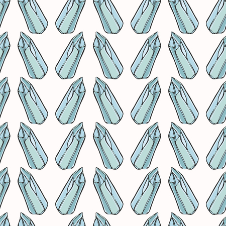 Sacred Esoteric Quartz Crystal Magic Hand Drawn Seamless Patternの写真素材