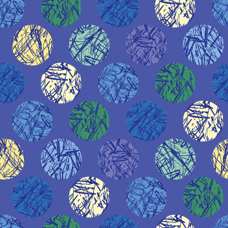 Textured Polka Dots Seamless Vector Pattern Background. Grunge Circles. Hand Drawn Dot Illustration for Trendy Home Decor, Summer Fashion Print, Beach Textiles, Kids Clothing, Packaging Backdrops.のイラスト素材