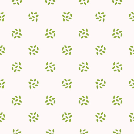 Tiny green leaves polka dots . Hand drawn seamless vector pattern illustration. Simple and elegant trendy garden floral leaf on white background.のイラスト素材