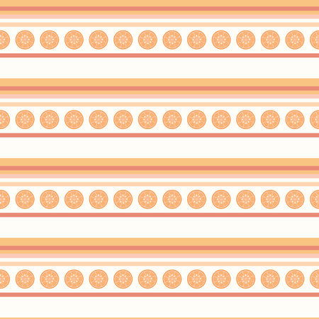 Juicy orange citrus fruit horizontal stripes hand drawn