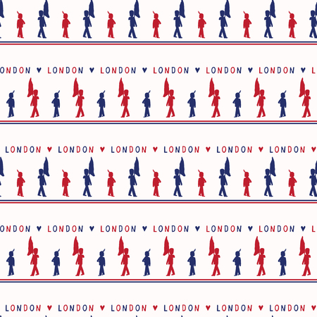 Sketchy London Royal Guard seamless vector pattern. Famous historical britishのイラスト素材