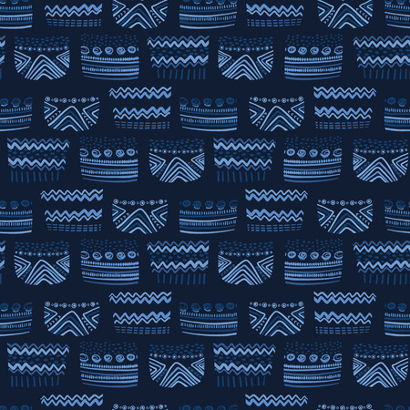 Abstract graphic doodle texture seamless pattern. Ethnic tribal geo stripe vector illustration.のイラスト素材