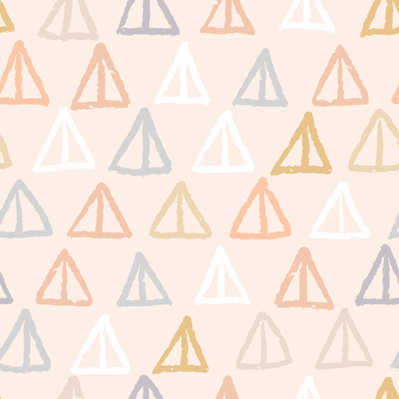 Hand drawn graphic geo shapes seamless pattern. Sketchy organic line, triangle texture vector illustration.のイラスト素材