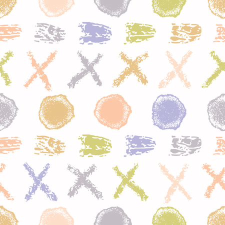 Hand drawn doodle cross dots seamless pattern. Sketchy creative organic texture vector illustration.のイラスト素材