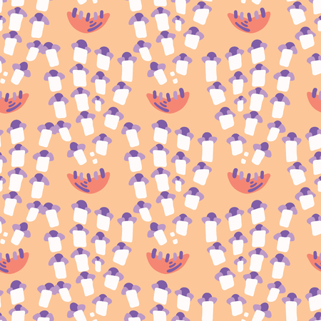 Hand painted large scale floral vector seamless pattern. Coral background.のイラスト素材