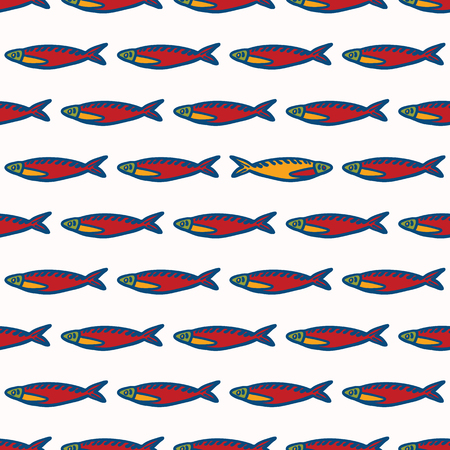 Sardine fish stripes seamless vector pattern of grilled fishes. Lisbon St Antonio traditional portugese food festival.のイラスト素材