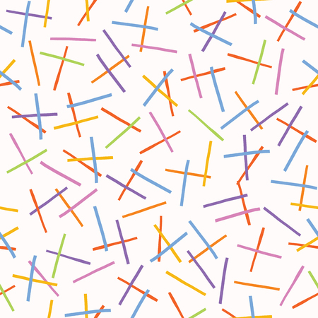Hand painted tiny rainbow pick up sticks confetti . Seamless repeat pattern.のイラスト素材