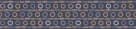Hand drawn textured polka dot circles border seamless pattern. Sketchy organic dotty lines vector...