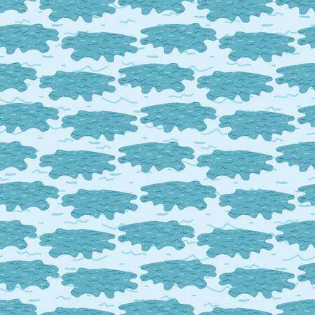 Cute water wave puddle cartoon seamless vector pattern.のイラスト素材