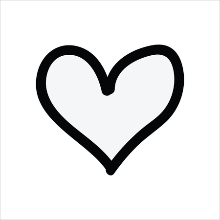 Cute tiny monochrome heart line art cartoon vector illustration motif set. Hand drawn isolated romantic elements clipart for wedding blog, valentines day graphic.のイラスト素材