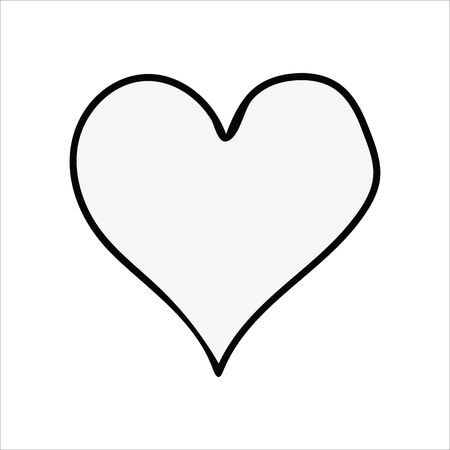 Cute simple monochrome heart line art cartoon vector illustration motif set. Hand drawn isolated romantic elements clipart for wedding blog.のイラスト素材