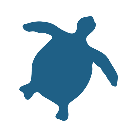 Cute turtle silhouette cartoon vector illustration motif set. Hand drawn isolated endangered ocean life elements clipart for animal conservation blog, shell graphic, world turtle day.のイラスト素材