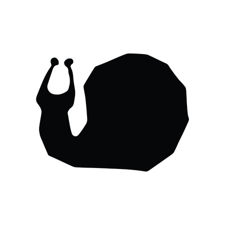 Cute monochrome garden snail silhouette cartoon vector illustration motif set. Hand drawn slimy gastropod elements clipart for gardening blog.のイラスト素材